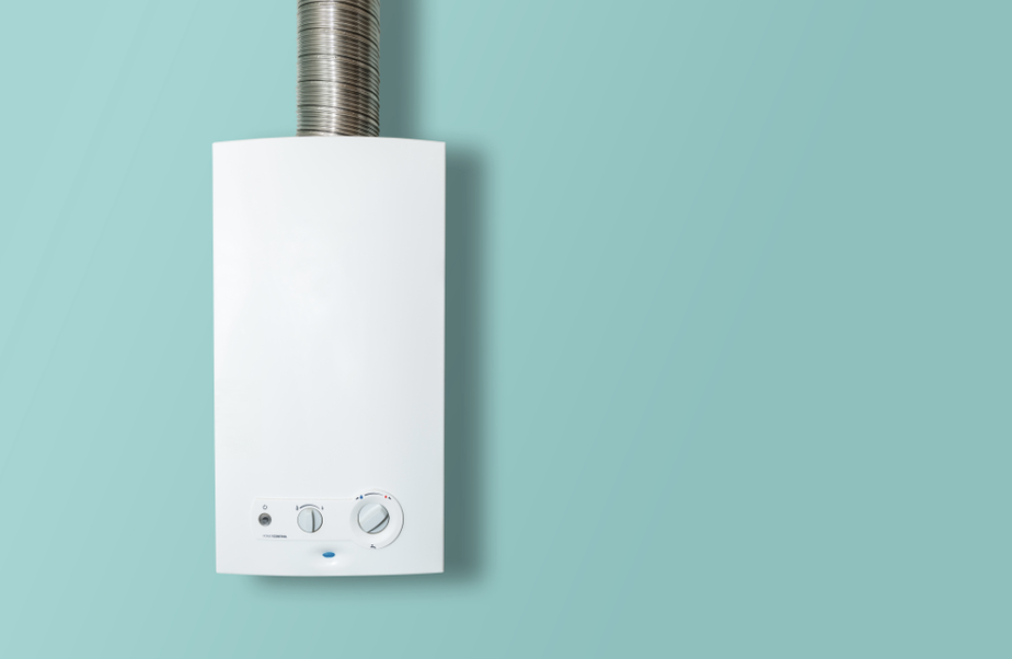 Water quality | Modern boiler on a mint green background.