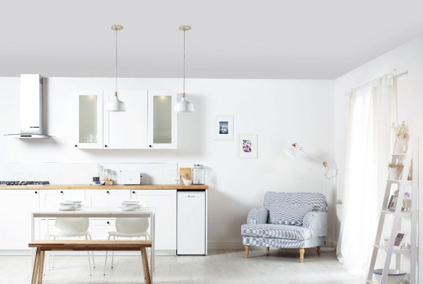 New heating system | New boiler in a bright modern kitchen space.